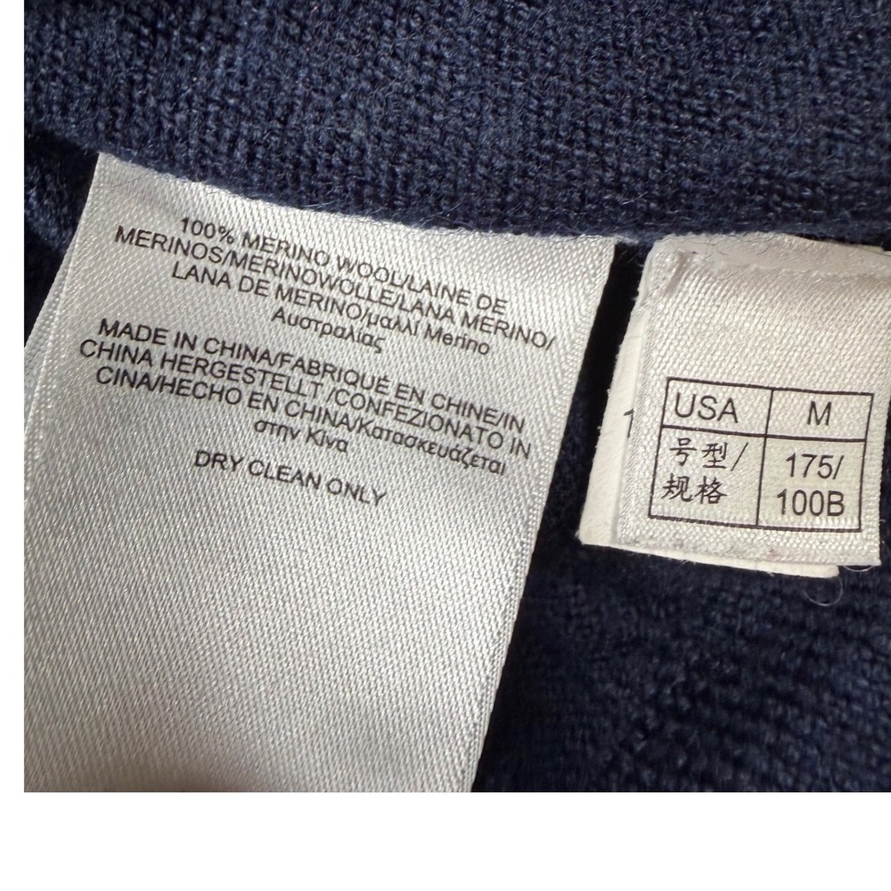 Brooks Brothers Merino Wool Quarter Zip Sweater Navy Blue Old Money Minimalist M - Picture 4 of 4